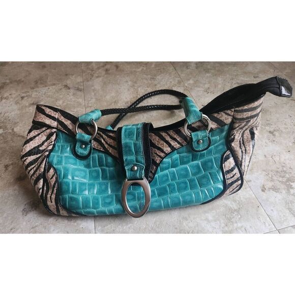MC crocodile texture and animal print shoulder bag, purse - Picture 1 of 12